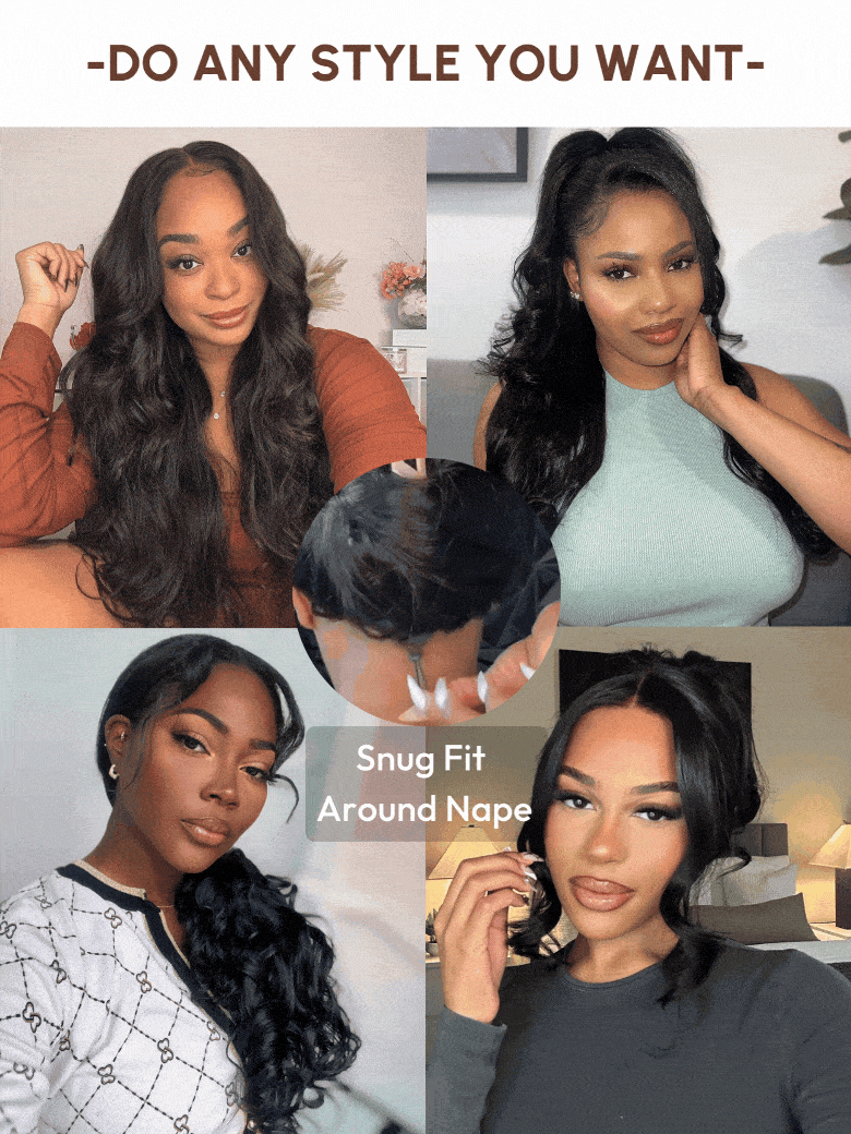 UNice 13x4 Pre-Everything? Transparent Lace Front 3D Body Wave Wig Real Ear To Ear With Invisi Drawstring Wig Lace Fit Better