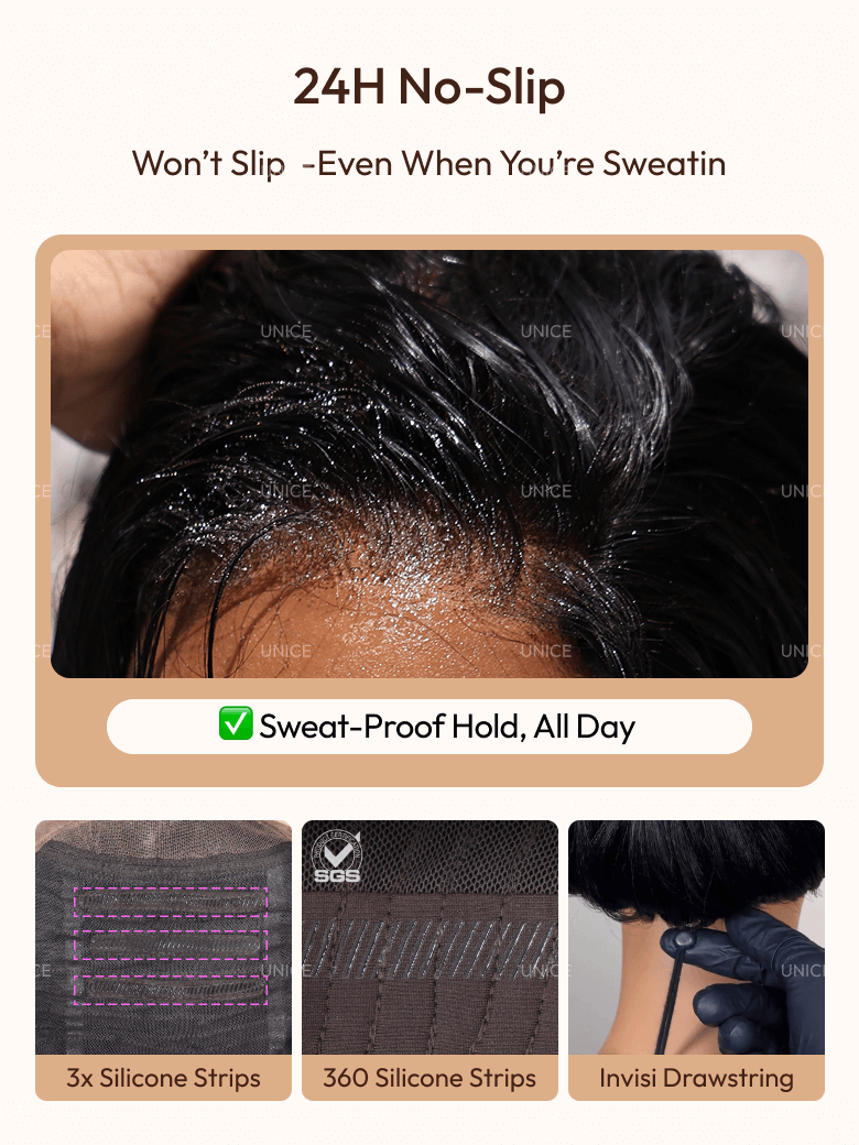 UNice 7x5 Bye-Bye Knots? & 13x4 Pre-Everything? &HD Lace Pull And Go Wig Glueless Wet & Wavy Water Wave With Invisi Drawstring With Free Baby Hair