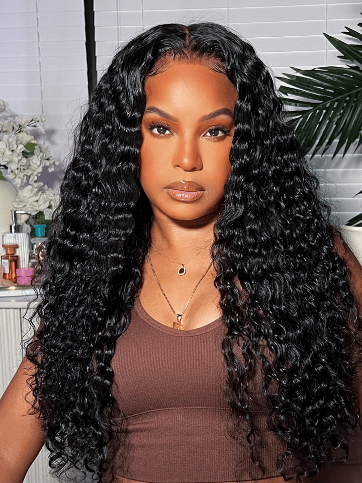 UNice 7x5 Bye-Bye Knots? & 13x4 Pre Everything? Pre-Cut Lace Front Water Wave Drawstring Wig With Baby Hair