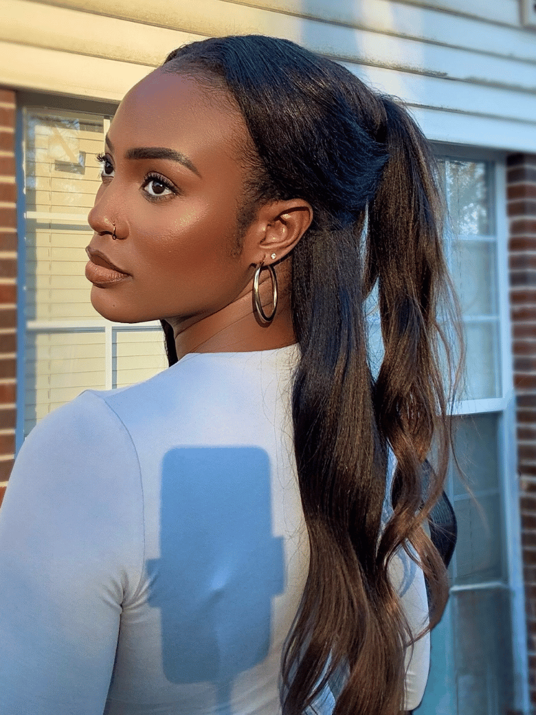 UNice EasiContour V Part Black to Chestnut Brown Ombre Yaki Wig With Invisi Drawstring