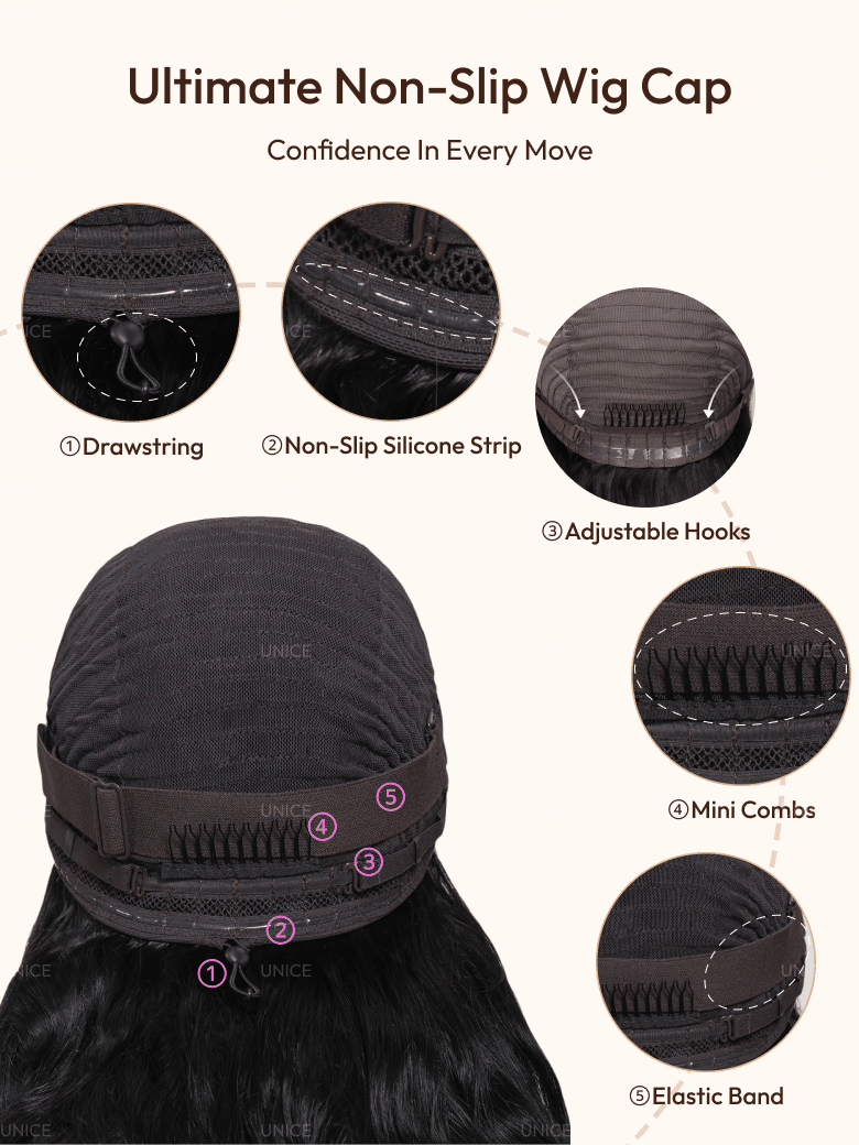 UNice 13x4 Pre-Everything Wig With Loose Wave Face-Framing Layers And Side-Swept Bangs With Drawstring