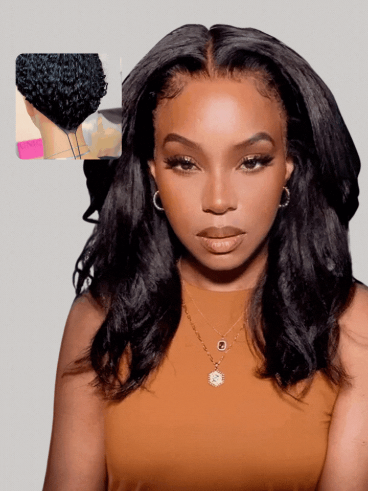 UNice EasiContour V Part Glueless Kinky Straight Natural Black Wig