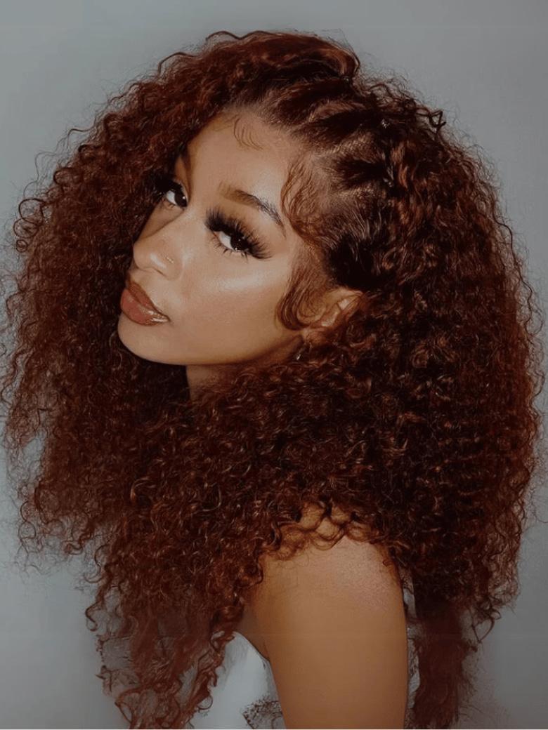 UNice 7x5 Bye-Bye Knots? Wig Glueless Lace Reddish Brown Curly Trendy Color Wig With Bleached Knots
