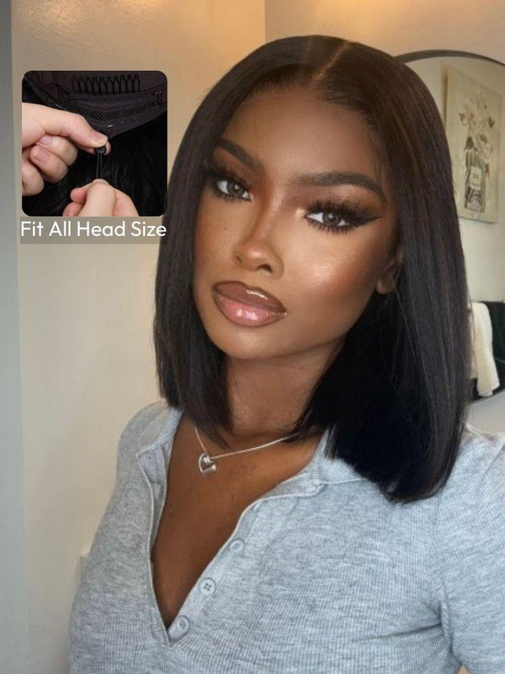 UNice 7x5 Bye Bye Knots? & 13x4 Pre-Everything? & 5x5 HD Lace Wig Glueless Lace Black Yaki Bob Bleached Knots Wig