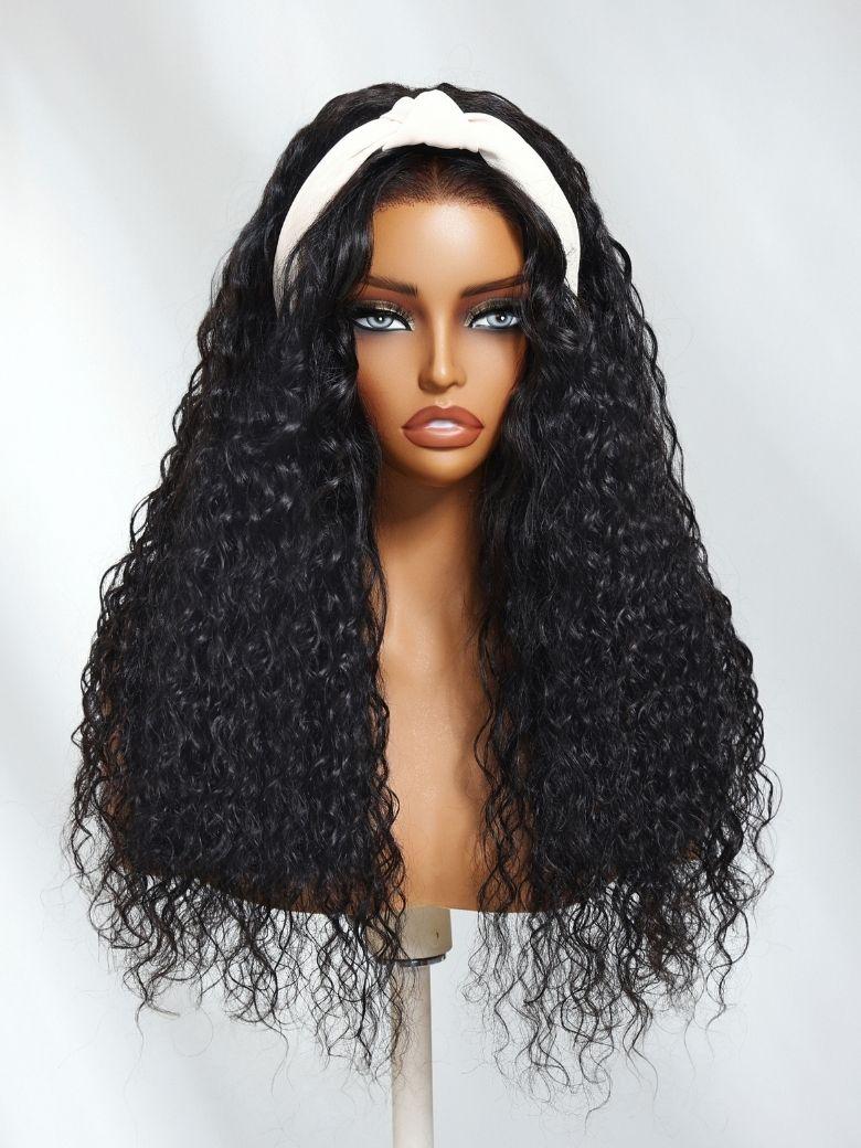 UNice EasiContour? V Part Minimal Glueless Curly Glueless Wig With Invisi Drawstring 100% Human Hair 150% Density