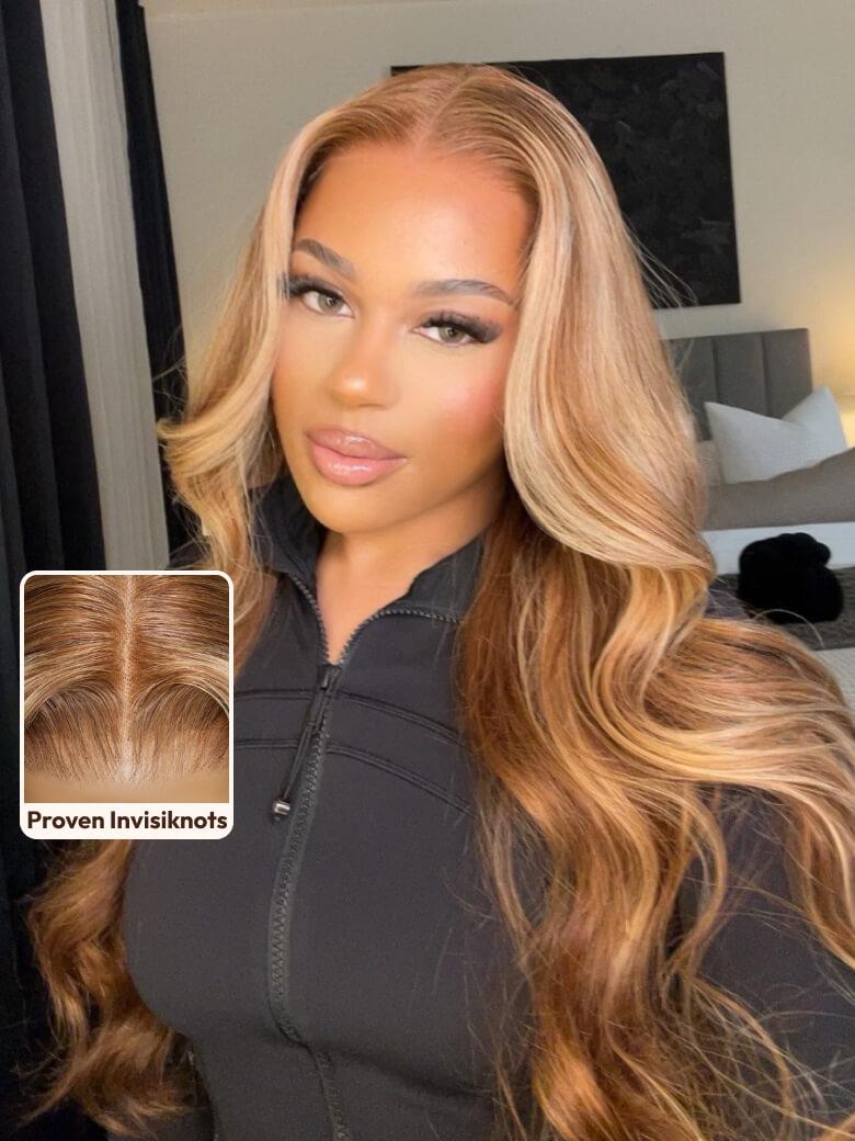 UNice Bye-Bye Knots Wig Pre-Cut 7x5 Glueless Lace & 13x4 Pre Everything Honey Blonde Body Wave Wig With Bleached Clean Knots