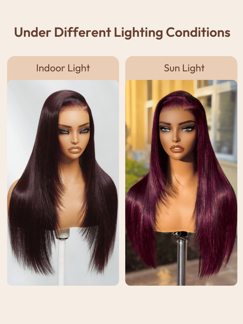 UNice 7x5 Bye-Bye Knots? & 13x4 Pre-Everything? Lace Frontal Black Cherry Layered Straight Wig