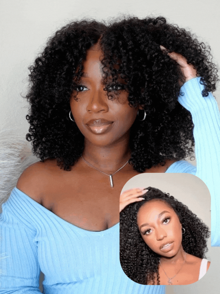 UNice Blend & Secure Half Wig Kinky Curly Glueless Wig for Beginners