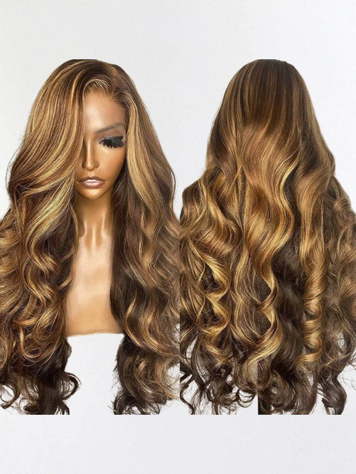 UNice 13x4 Lace Frontal Honey Blonde Highlights Body Wave Pre-Everything Wig