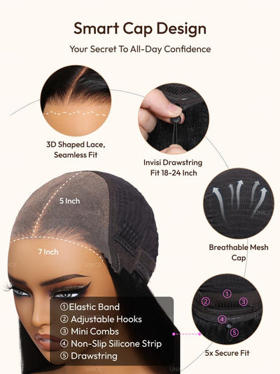 UNice 7x5 Bye-Bye Knots? & 13x4 Pre-Everything? Lace Frontal Black Cherry Layered Straight Wig