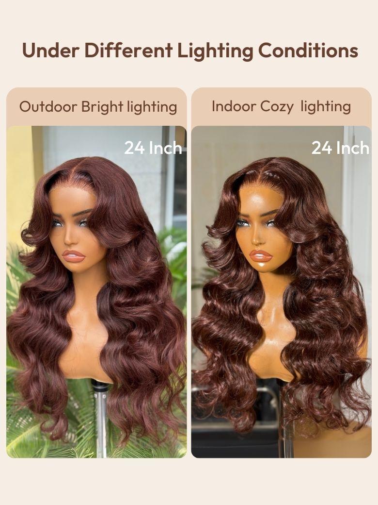 UNice 13x4 Pre-Everything™ Lace Frontal Auburn Brown Loose Wave Wig with Invisi Drawstring & Face Framing Layers 150% Density