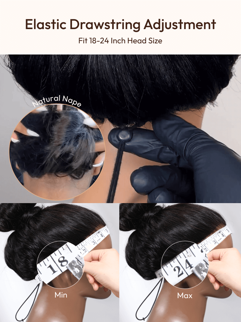 UNice EasiContour? V Part Minimal Glueless Curly Glueless Wig With Invisi Drawstring 100% Human Hair 150% Density