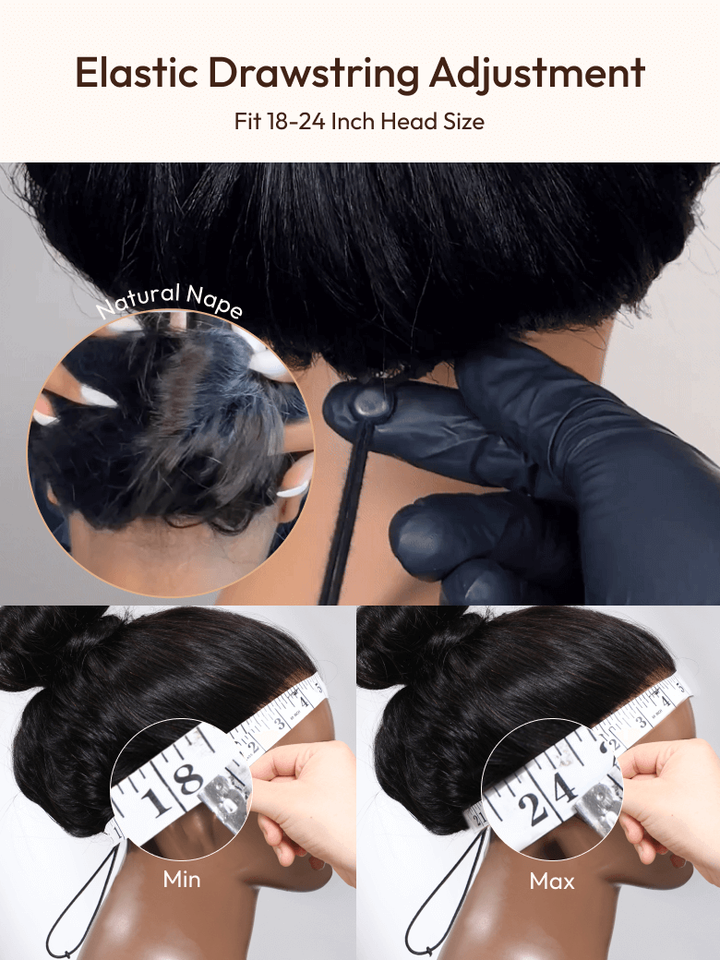 UNice EasiContour? V Part Glueless Yaki Straight Wig With Invisi Drawstring 100% Human Hair 150% & 180% Density