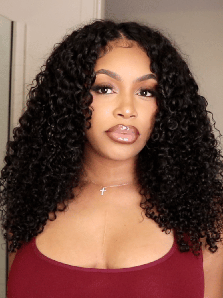 UNice EasiContour? V Part Minimal Glueless Curly Glueless Wig With Invisi Drawstring 100% Human Hair 150% Density