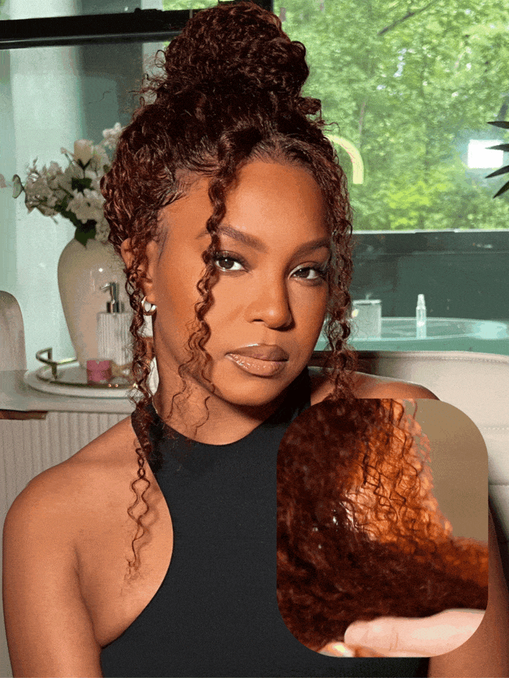 UNice 7x5 Bye-Bye Knots? Wig Glueless Lace Reddish Brown Curly Trendy Color Wig With Bleached Knots