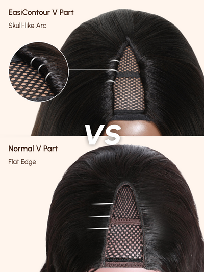 UNice EasiContour V Part Glueless Kinky Straight Natural Black Wig