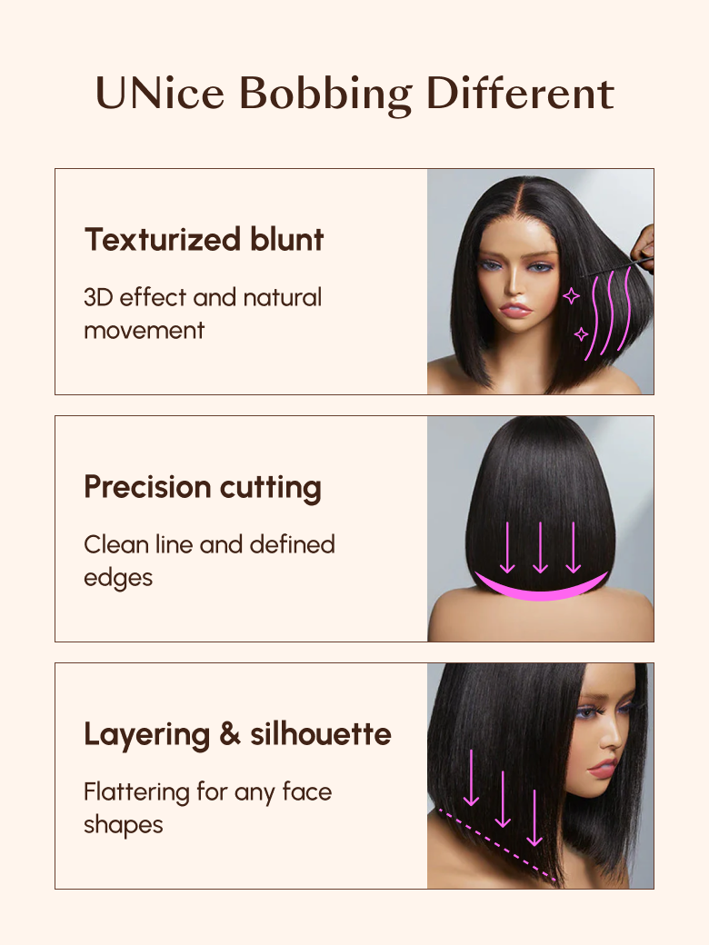 UNice Bye-Bye Knots Wig 7x5 & 13x4 Put On And Go Glueless Lace Bleached Knots Bob Wig 150% Density