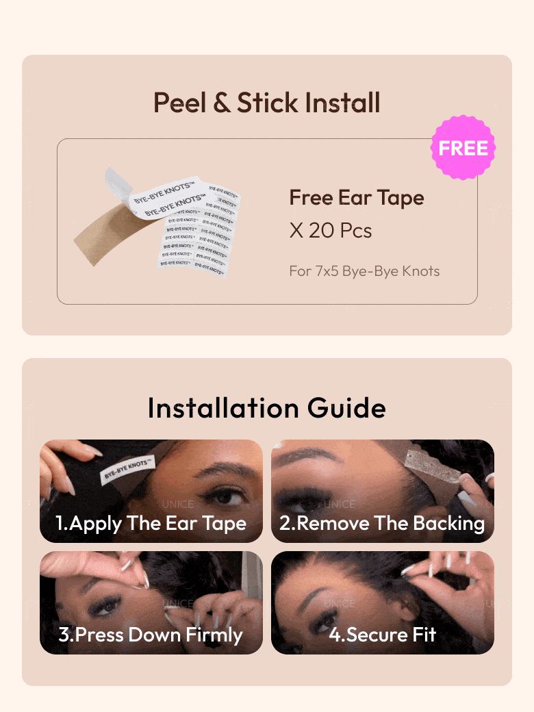 UNice 7x5 Bye Bye Knots Wig Glueless Lace 150% density Flattering Sun-Kissed Warm Tones Cherry wood Body Wave Bleached Knots Wig