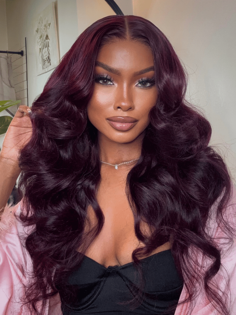 UNice 7x5 Bye-Bye Knots? & 13x4 Pre-Everything? Lace Frontal Black Cherry Layered Straight Wig