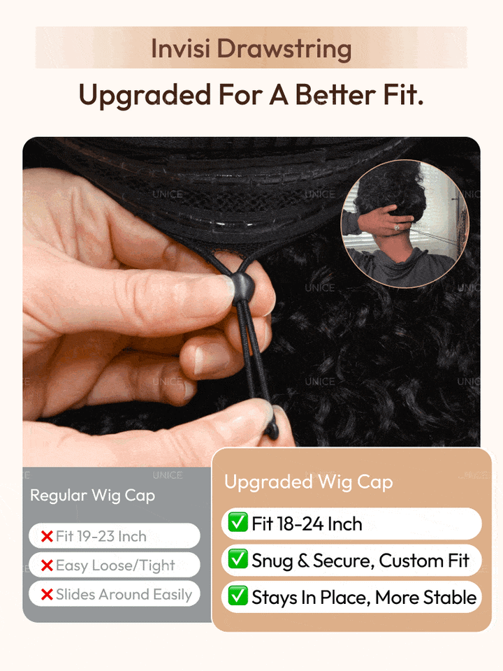 UNice InvisiBlend? V Part Bouncy Water Wave Curly Seamless Blending Wig With Drawstring Protect Your Natural Hair