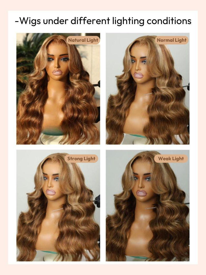 UNice Bye-Bye Knots Wig Pre-Cut 7x5 Glueless Lace & 13x4 Pre Everything Honey Blonde Body Wave Wig With Bleached Clean Knots