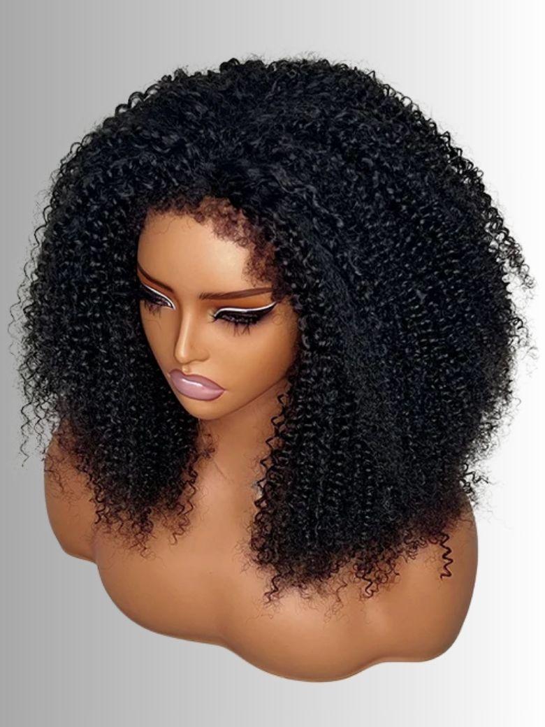UNice EasiContour? V Part Minimal Glueless Curly Glueless Wig With Invisi Drawstring 100% Human Hair 150% Density
