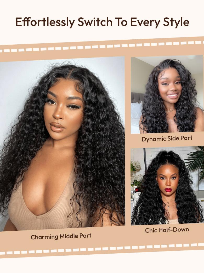 UNice 7x5 Bye-Bye Knots? Wig Quick Glueless & HD Lace Wet & Wavy Water Wave Invisible Knots With Invisi Drawstring With Baby Hair