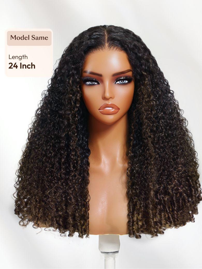 UNice Bye-Bye Knots™ 7x5 Lace Natural Black Jerry Curly Drawstring Wig with Defined Finger Coil Ends