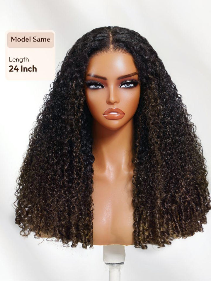 UNice Bye-Bye Knots™ 7x5 Lace Natural Black Jerry Curly Drawstring Wig with Defined Finger Coil Ends