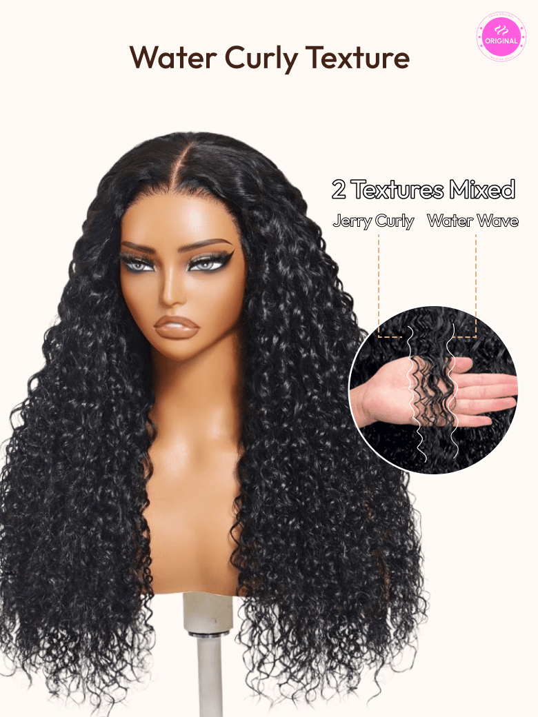 UNice 7x5 Bye-Bye Knots? & 13x4 Pre-Everything? Pull And Go Wig Glueless Wet & Wavy Water Wave With Invisi Drawstring With Free Baby Hair