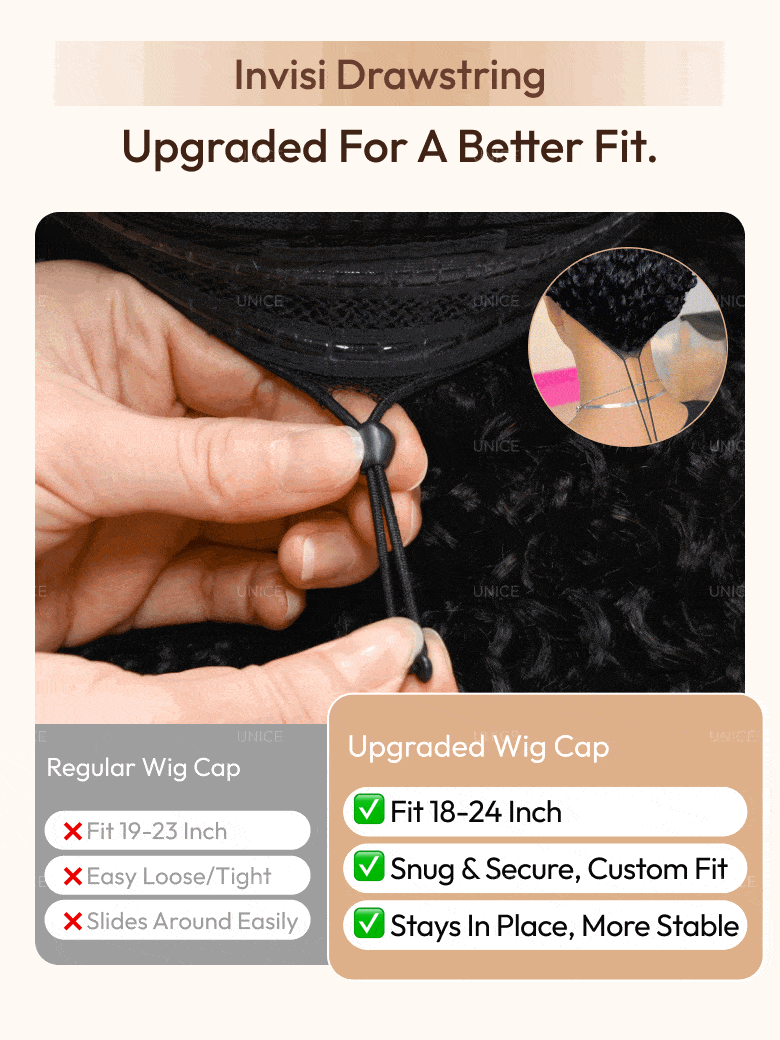 UNice 7x5 Bye-Bye Knots? Wig Glueless Lace Sunset Curls for Reddish Brown Drawstring Wig With Bleached Knots