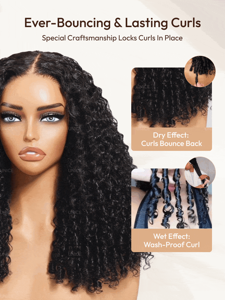 UNice Bye-Bye Knots 7x5 Lace Curly Texture Wig With Finger Coil Ends