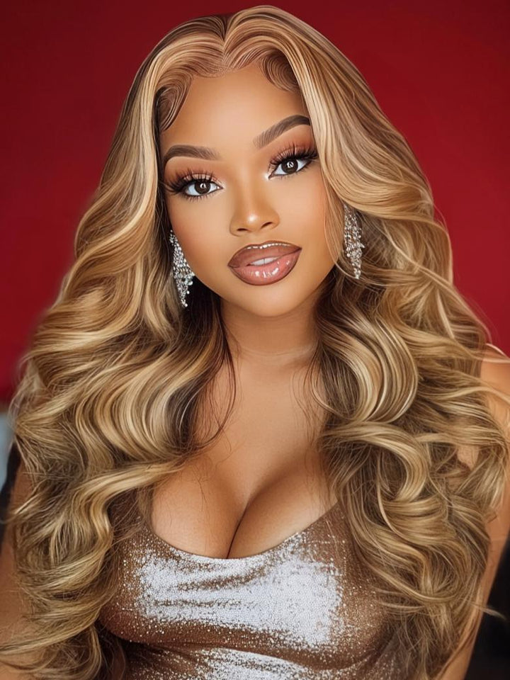 UNice Bye-Bye Knots Wig Pre-Cut 7x5 Glueless Lace & 13x4 Pre Everything Honey Blonde Body Wave Wig With Bleached Clean Knots