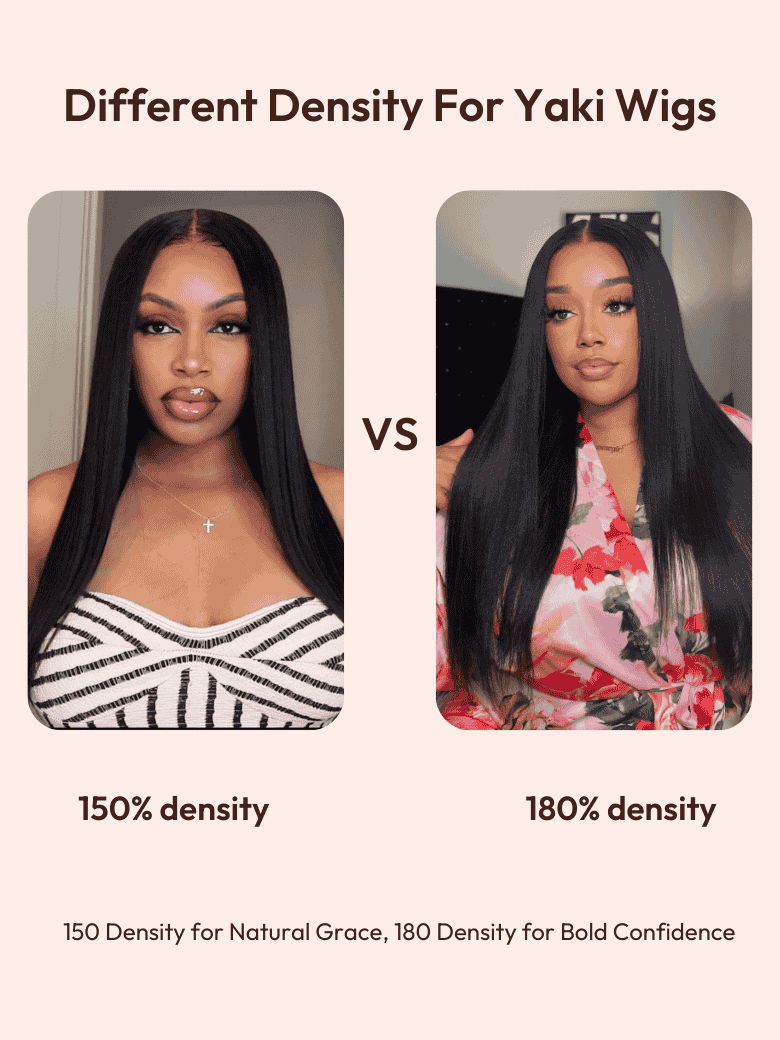 UNice EasiContour? V Part Glueless Yaki Straight Wig With Invisi Drawstring 100% Human Hair 180% Density