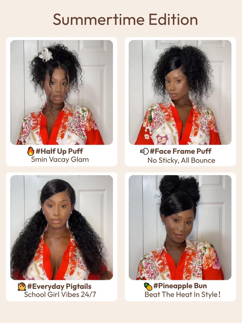 UNice 13x4 Pre-Everything? Lace Frontal Natural Black Bouncy Water Wave Curly Wig Perfect For Summer Look