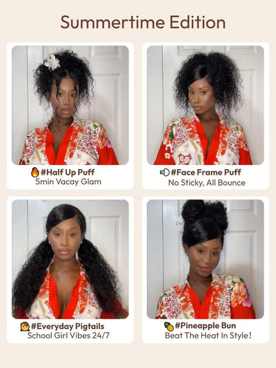 UNice 13x4 Pre-Everything? Lace Frontal Natural Black Bouncy Water Wave Curly Wig Perfect For Summer Look