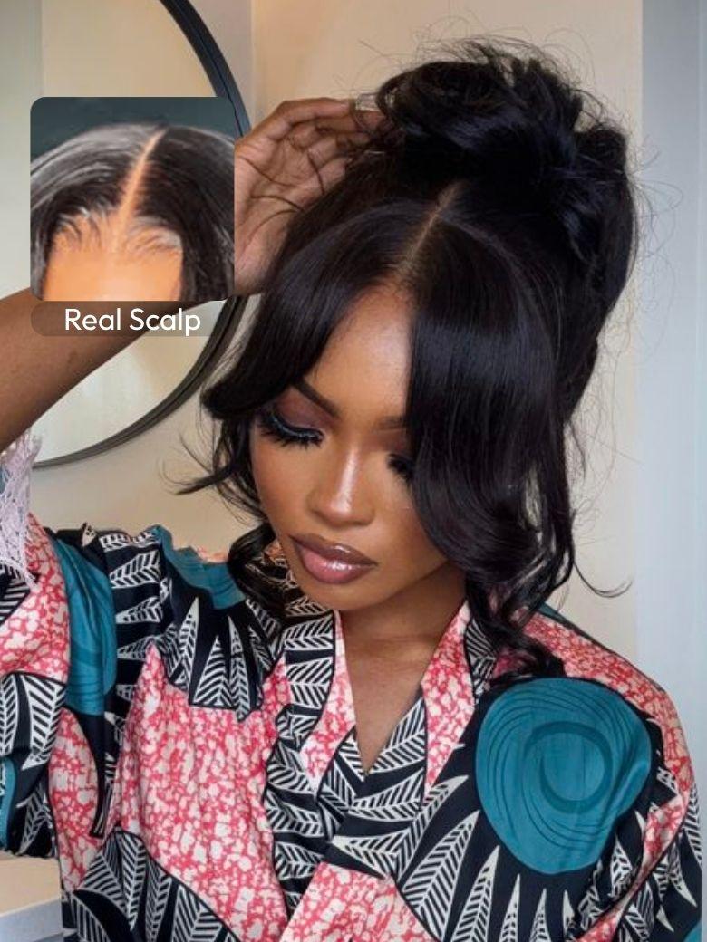 UNice HD Real Scalp? Wig 13x4 Invisible Lace Frontal Loose Wave with Face Framing Curtain Bangs